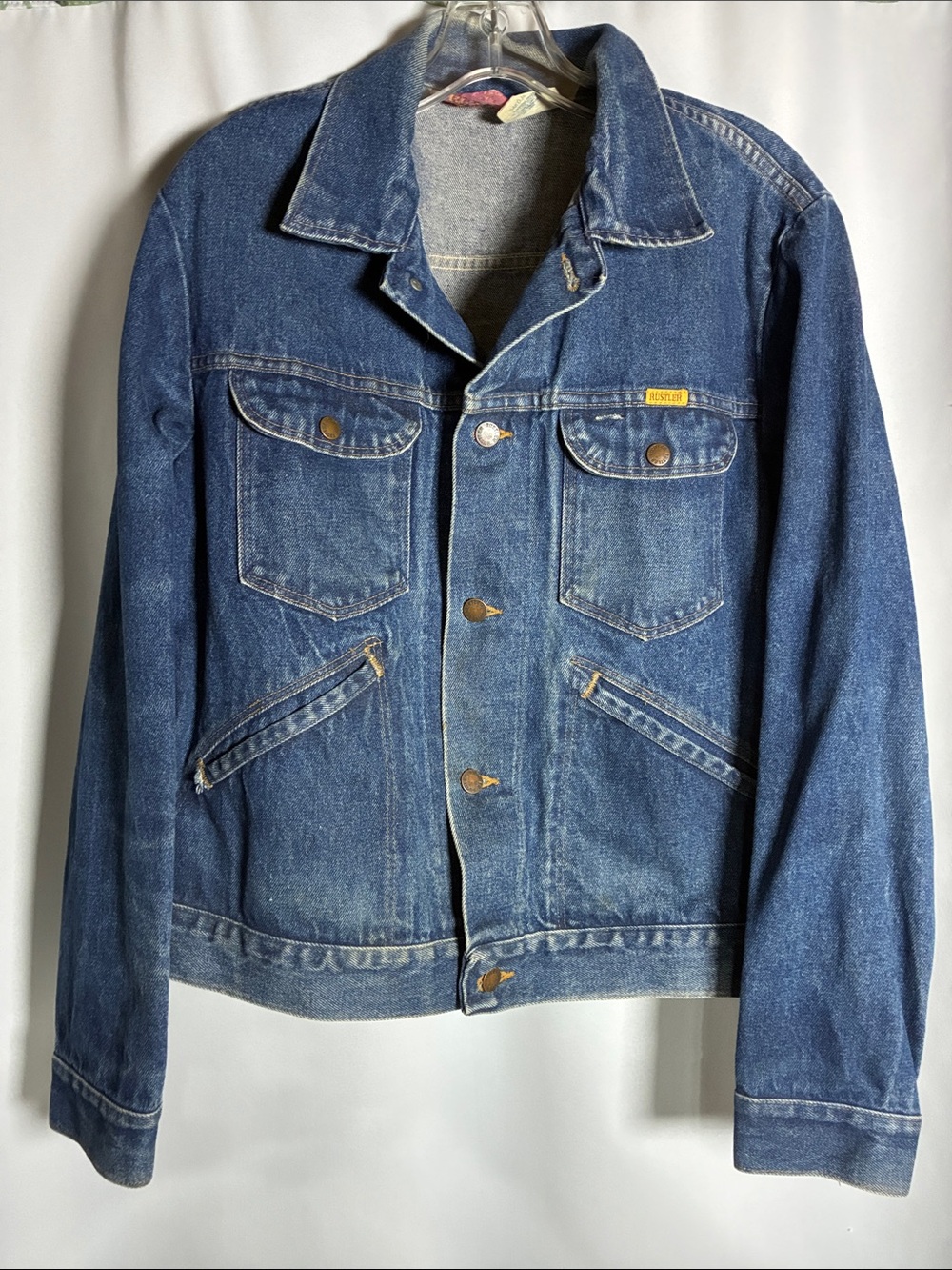Rustler Indigo Denim Bomber Jacket with Button Front